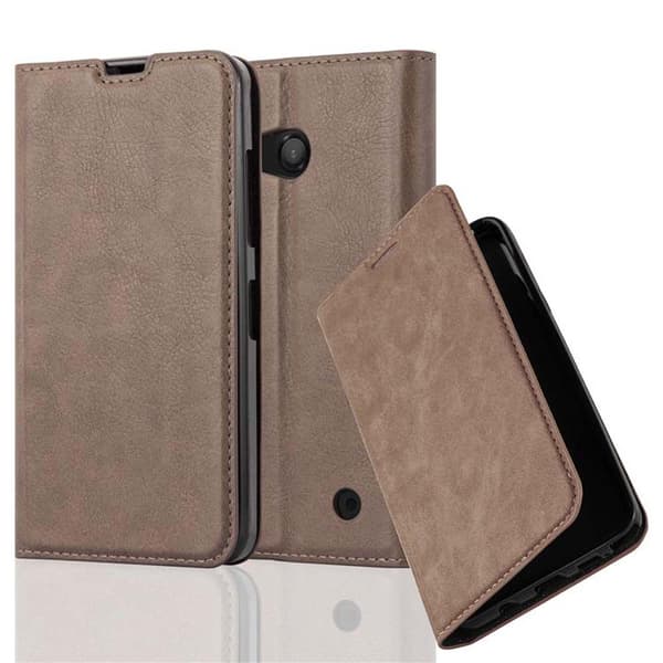Nokia Lumia 550 Fodral Skal Plånboksfodral Case med magnetisk stängning, ståfunktion och kortficka KAFFE BRUN