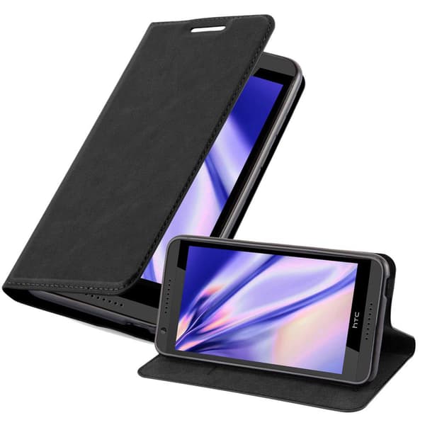 HTC Desire 820 Fodral Skal Plånboksfodral Case med magnetisk stängning, ståfunktion och kortficka NATT SVART