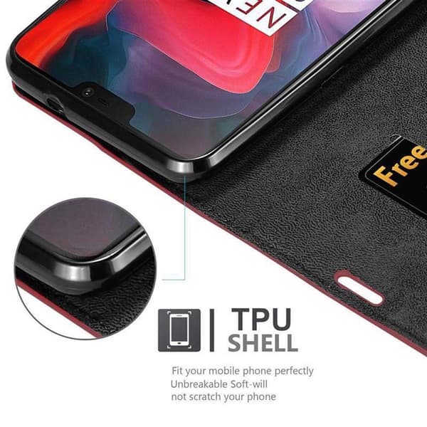 OnePlus 6 Fodral Skal Plånboksfodral Case med magnetisk stängning, ståfunktion och kortficka