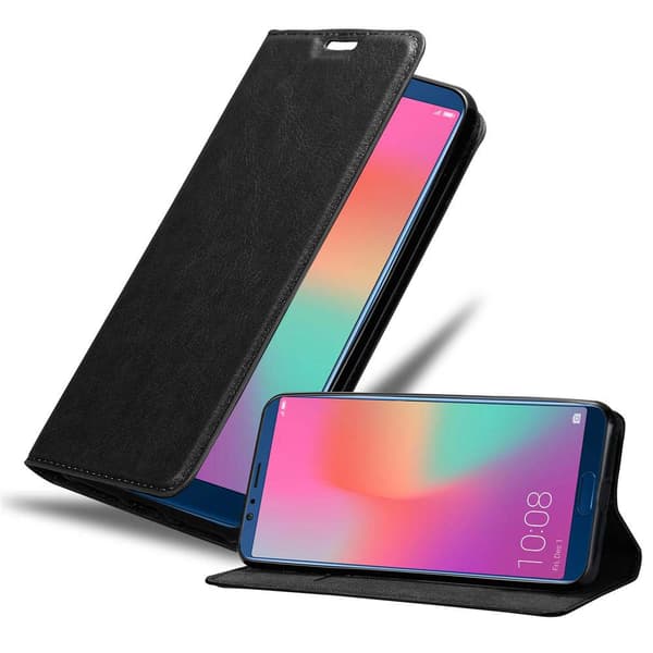 Honor 10 LITE / Huawei P SMART 2019 Suojakotelo Suojakuori Lompakkokotelo Matkapuhelinkotelo jossa magneettisuljenta, jalusta-toiminto ja korttitasku YÖ MUSTAA