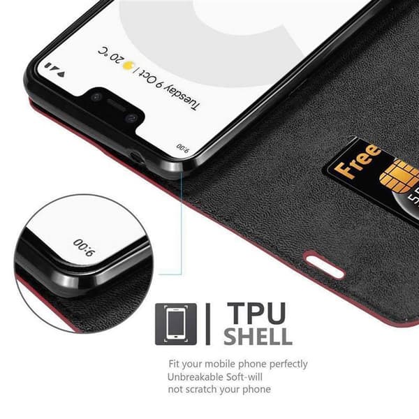 Lommebokdeksel til Google PIXEL 3 XL Deksel med magnetisk lukking, stativfunksjon og kortlomme
