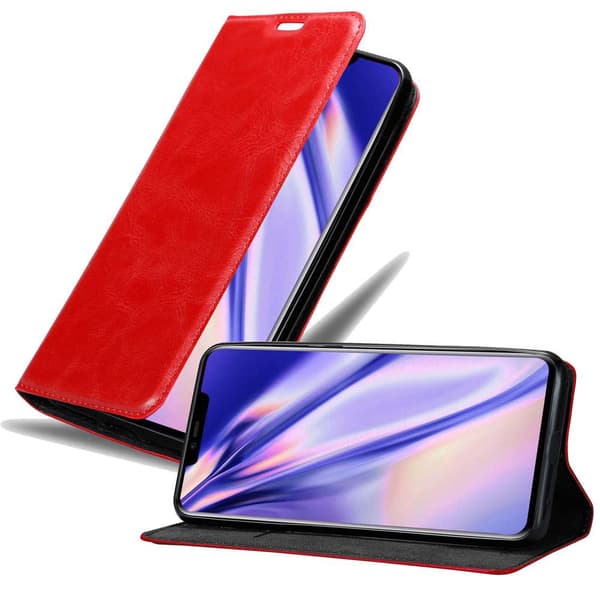 Huawei MATE 20 PRO Fodral Skal Plånboksfodral Case med magnetisk stängning, ståfunktion och kortficka ÄPPLE RÖD