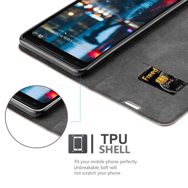 Google PIXEL 2 XL Suojakotelo Suojakuori Lompakkokotelo Matkapuhelinkotelo jossa magneettisuljenta, jalusta-toiminto ja korttitasku