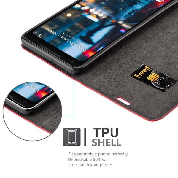 Google PIXEL 2 XL Suojakotelo Suojakuori Lompakkokotelo Matkapuhelinkotelo jossa magneettisuljenta, jalusta-toiminto ja korttitasku