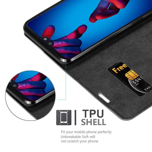 Huawei P20 Suojakotelo Suojakuori Lompakkokotelo Matkapuhelinkotelo jossa magneettisuljenta, jalusta-toiminto ja korttitasku