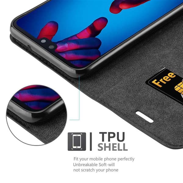 Huawei P20 Suojakotelo Suojakuori Lompakkokotelo Matkapuhelinkotelo jossa magneettisuljenta, jalusta-toiminto ja korttitasku