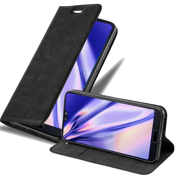 Huawei P20 Suojakotelo Suojakuori Lompakkokotelo Matkapuhelinkotelo jossa magneettisuljenta, jalusta-toiminto ja korttitasku YÖ MUSTAA