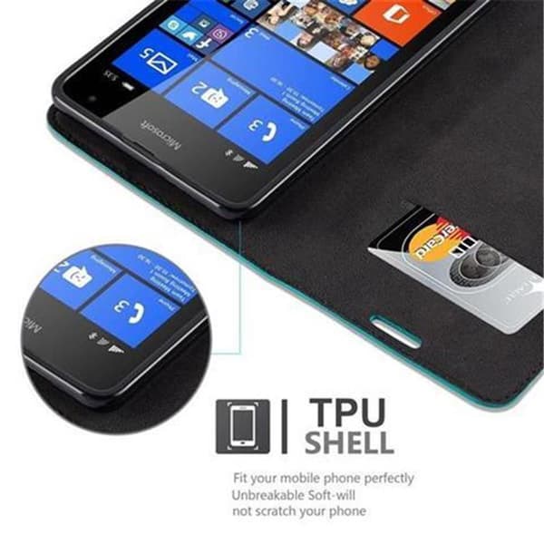 Nokia Lumia 535 Fodral Skal Plånboksfodral Case med magnetisk stängning, ståfunktion och kortficka