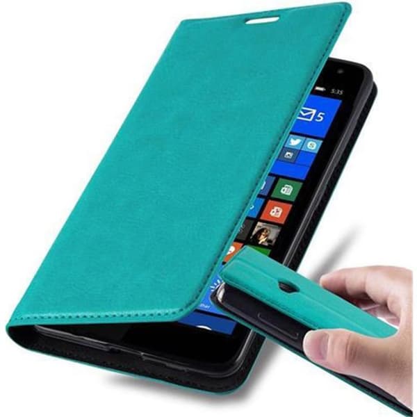 Nokia Lumia 535 Fodral Skal Plånboksfodral Case med magnetisk stängning, ståfunktion och kortficka BENSIN TURKOS