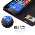 Miniatyrbild 4 av 6: Nokia Lumia 535 Fodral Skal Plånboksfodral Case med magnetisk stängning, ståfunktion och kortficka