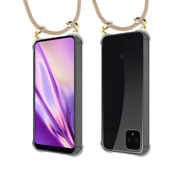 Google PIXEL 4 Suojakuori ketju Silikoni suojakotelo Gold Rings johto hihna ja irrotettava asia