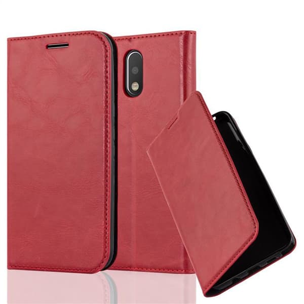 Motorola MOTO G4 / G4 PLUS Suojakotelo Suojakuori Lompakkokotelo Matkapuhelinkotelo jossa magneettisuljenta, jalusta-toiminto ja korttitasku OMENAN PUNAINEN