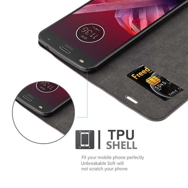 Motorola MOTO Z2 PLAY / Z2 FORCE Suojakotelo Suojakuori Lompakkokotelo Matkapuhelinkotelo jossa magneettisuljenta, jalusta-toiminto ja korttitasku