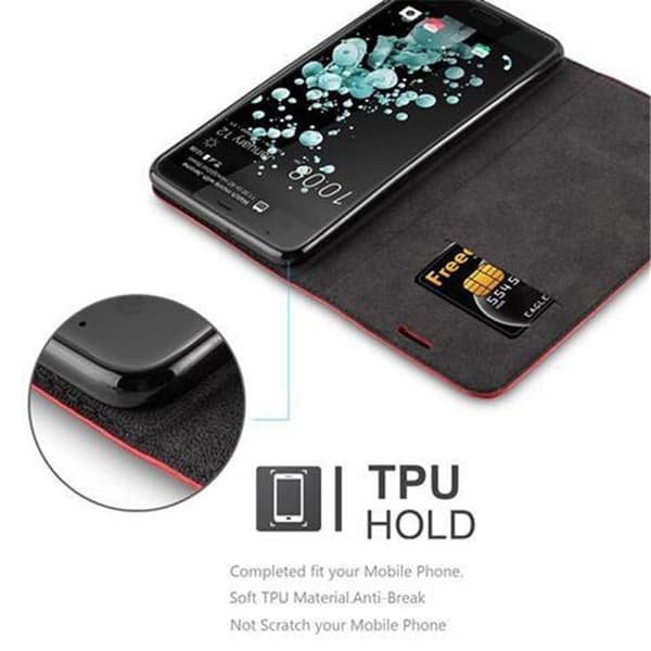HTC U ULTRA Suojakotelo Suojakuori Lompakkokotelo Matkapuhelinkotelo jossa magneettisuljenta, jalusta-toiminto ja korttitasku