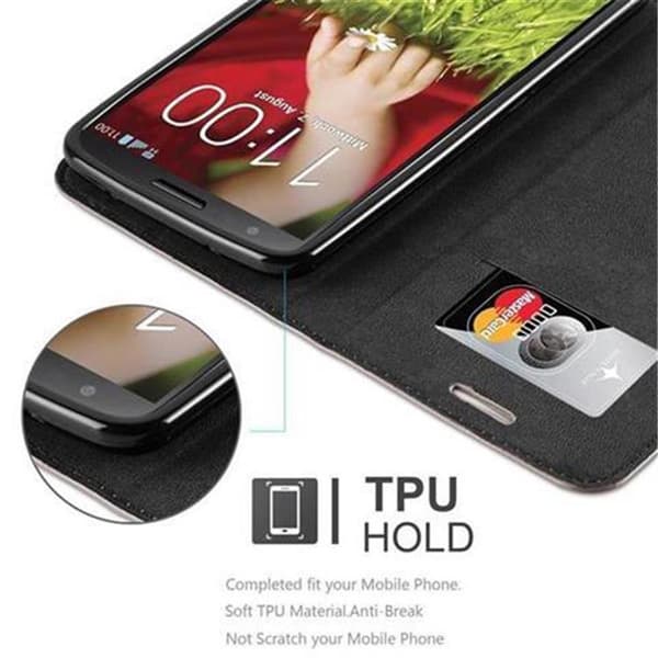 LG G2 Suojakotelo Suojakuori Lompakkokotelo Matkapuhelinkotelo jossa magneettisuljenta, jalusta-toiminto ja korttitasku