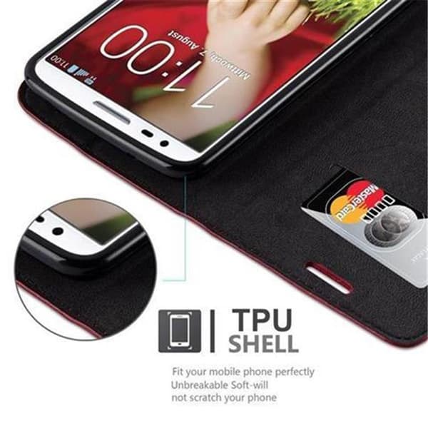 LG G2 Suojakotelo Suojakuori Lompakkokotelo Matkapuhelinkotelo jossa magneettisuljenta, jalusta-toiminto ja korttitasku