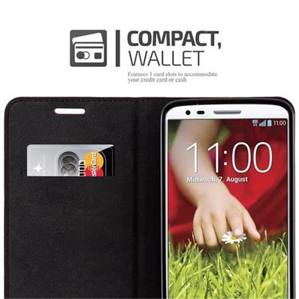 LG G2 Suojakotelo Suojakuori Lompakkokotelo Matkapuhelinkotelo jossa magneettisuljenta, jalusta-toiminto ja korttitasku
