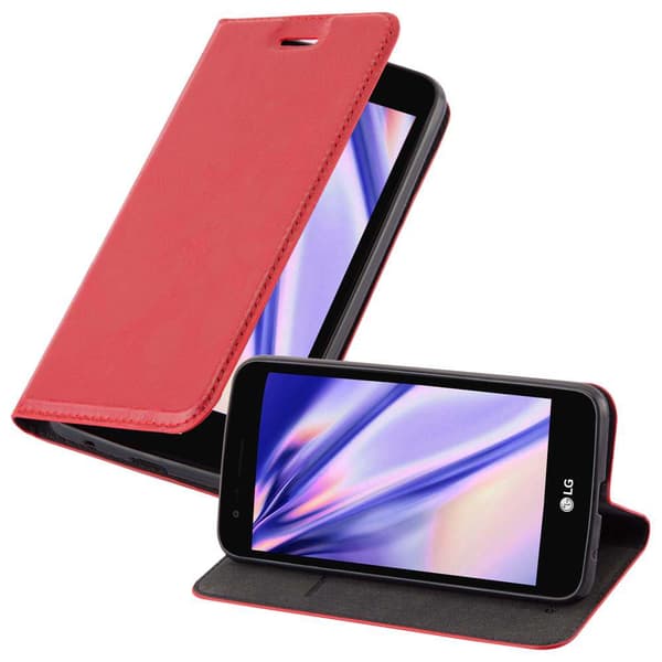 LG K4 2017 Fodral Skal Plånboksfodral Case med magnetisk stängning, ståfunktion och kortficka ÄPPLE RÖD