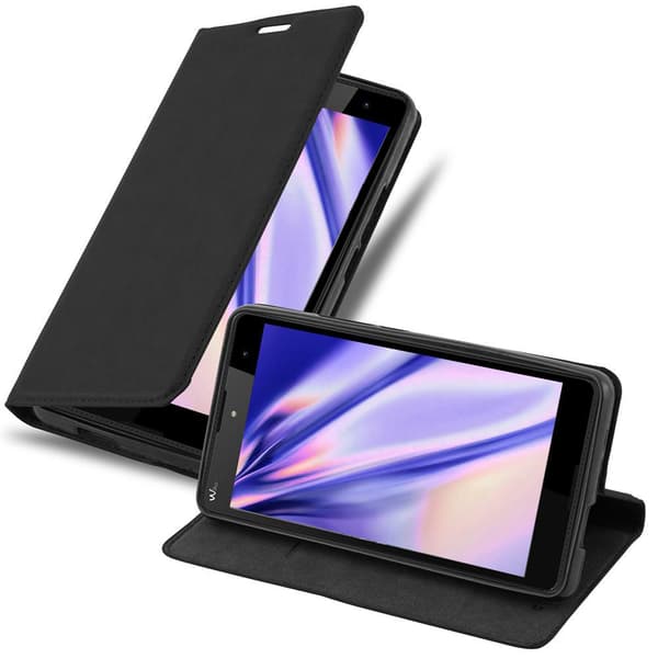 WIKO ROBBY Fodral Skal Plånboksfodral Case med magnetisk stängning, ståfunktion och kortficka NATT SVART