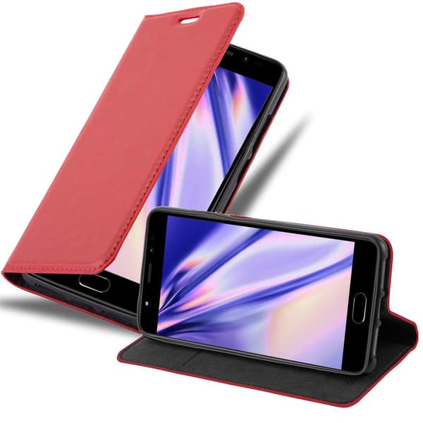 WIKO U FEEL PRIME Fodral Skal Plånboksfodral Case med magnetisk stängning, ståfunktion och kortficka ÄPPLE RÖD