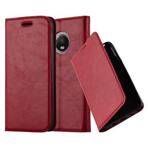 Motorola MOTO G5 PLUS Fodral Skal Plånboksfodral Case med magnetisk stängning, ståfunktion och kortficka ÄPPLE RÖD