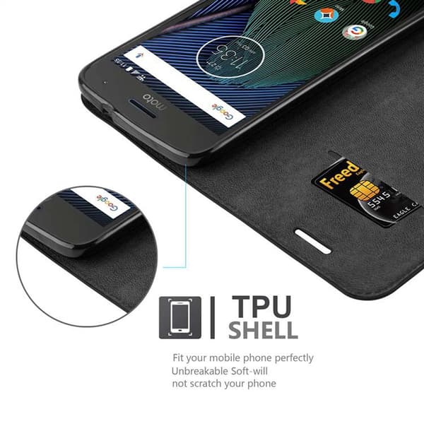 Lommebokdeksel til Motorola MOTO G5S PLUS Deksel med magnetisk lukking, stativfunksjon og kortlomme