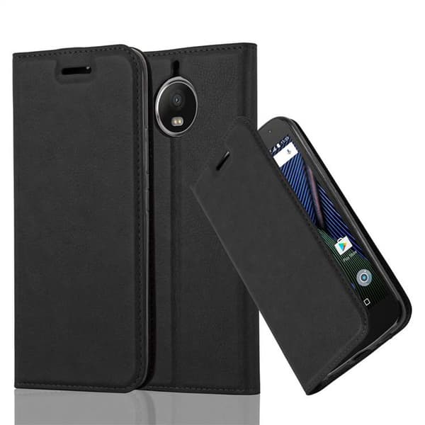 Motorola MOTO G5S PLUS Fodral Skal Plånboksfodral Case med magnetisk stängning, ståfunktion och kortficka NATT SVART
