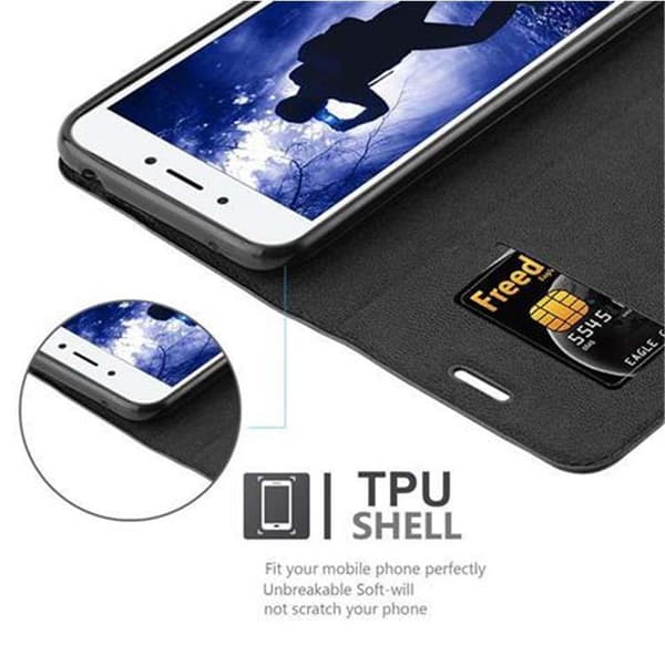 Honor 6A Suojakotelo Suojakuori Lompakkokotelo Matkapuhelinkotelo jossa magneettisuljenta, jalusta-toiminto ja korttitasku
