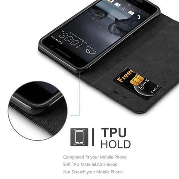 HTC ONE A9 Suojakotelo Suojakuori Lompakkokotelo Matkapuhelinkotelo jossa magneettisuljenta, jalusta-toiminto ja korttitasku