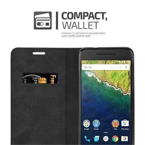 Huawei Google NEXUS 6P Suojakotelo Suojakuori Lompakkokotelo Matkapuhelinkotelo jossa magneettisuljenta, jalusta-toiminto ja korttitasku
