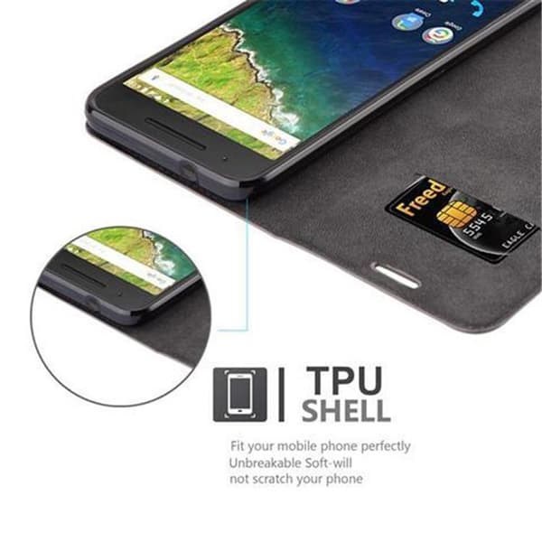 Huawei Google NEXUS 6P Suojakotelo Suojakuori Lompakkokotelo Matkapuhelinkotelo jossa magneettisuljenta, jalusta-toiminto ja korttitasku