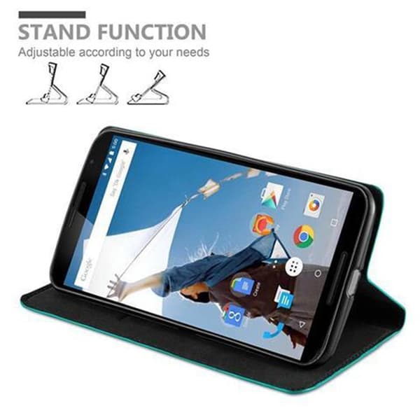 Lommebokdeksel til Motorola Google NEXUS 6 Deksel med magnetisk lukking, stativfunksjon og kortlomme