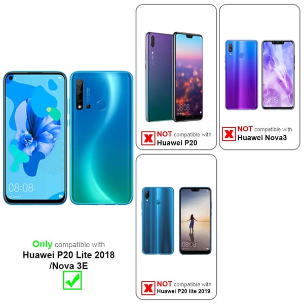 Huawei P20 LITE 2018 / NOVA 3E Suojakotelo Suojakuori Lompakkokotelo Matkapuhelinkotelo jossa magneettisuljenta, jalusta-toiminto ja korttitasku