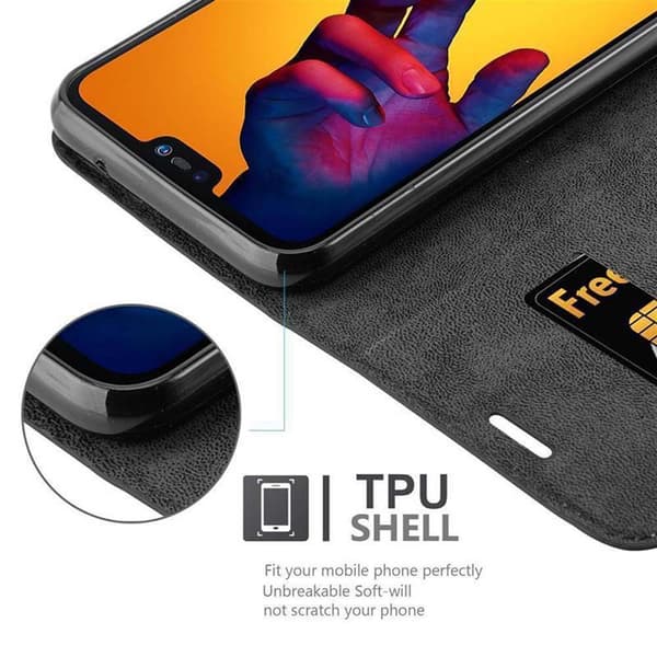 Huawei P20 LITE 2018 / NOVA 3E Suojakotelo Suojakuori Lompakkokotelo Matkapuhelinkotelo jossa magneettisuljenta, jalusta-toiminto ja korttitasku