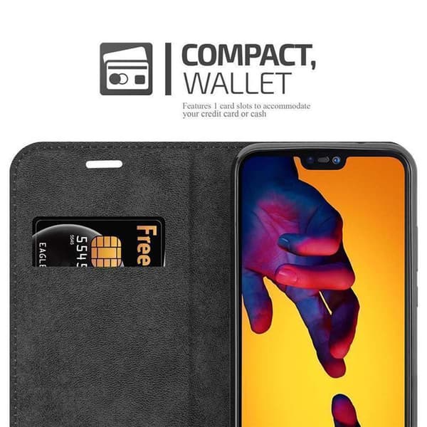 Huawei P20 LITE 2018 / NOVA 3E Suojakotelo Suojakuori Lompakkokotelo Matkapuhelinkotelo jossa magneettisuljenta, jalusta-toiminto ja korttitasku