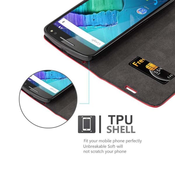 Motorola MOTO X STYLE Suojakotelo Suojakuori Lompakkokotelo Matkapuhelinkotelo jossa magneettisuljenta, jalusta-toiminto ja korttitasku