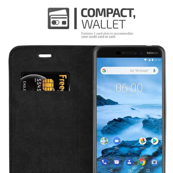 Nokia 6.1 Fodral Skal Plånboksfodral Case med magnetisk stängning, ståfunktion och kortficka