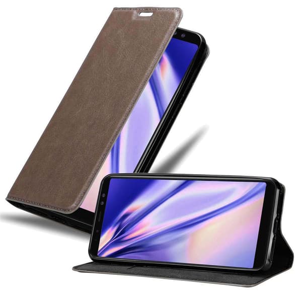 Samsung Galaxy A8 2018 Fodral Skal Plånboksfodral Case med magnetisk stängning, ståfunktion och kortficka KAFFE BRUN