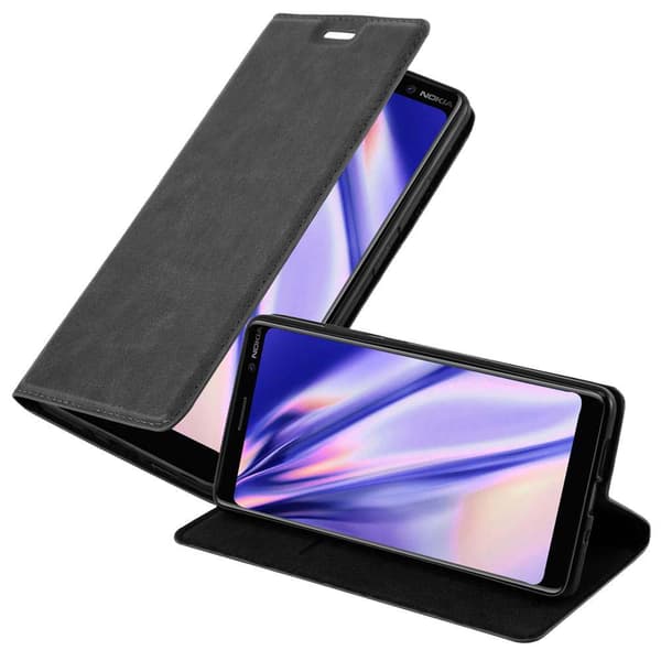 Nokia 7 PLUS Fodral Skal Plånboksfodral Case med magnetisk stängning, ståfunktion och kortficka NATT SVART