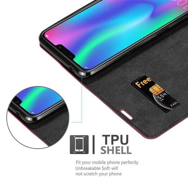 Lommebokdeksel til Honor 8C Deksel med magnetisk lukking, stativfunksjon og kortlomme