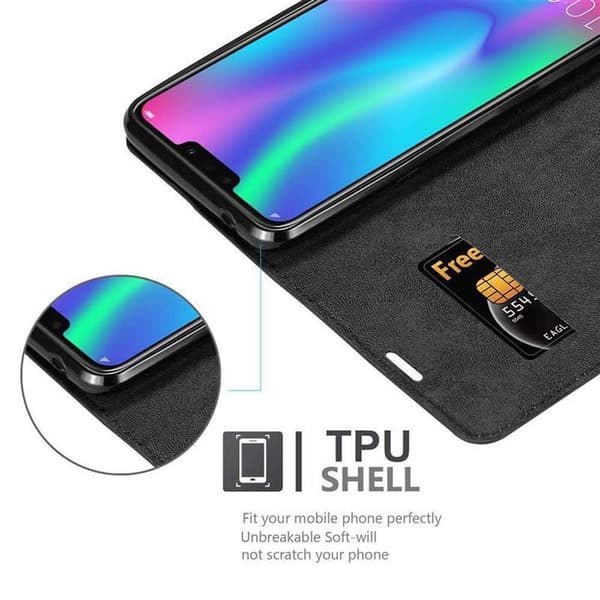 Lommebokdeksel til Honor 8C Deksel med magnetisk lukking, stativfunksjon og kortlomme