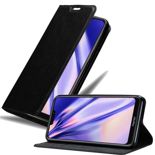 Lommebokdeksel til Honor 8C Deksel med magnetisk lukking, stativfunksjon og kortlomme NATTSORT