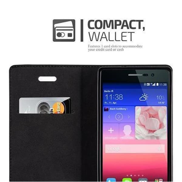 Lommebokdeksel til Huawei ASCEND P7 Deksel med magnetisk lukking, stativfunksjon og kortlomme