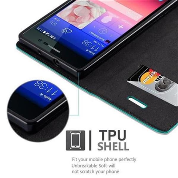 Lommebokdeksel til Huawei ASCEND P7 Deksel med magnetisk lukking, stativfunksjon og kortlomme