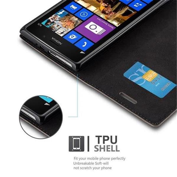 Nokia Lumia 925 Suojakotelo Suojakuori Lompakkokotelo Matkapuhelinkotelo jossa magneettisuljenta, jalusta-toiminto ja korttitasku