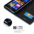 Pikkukuva 4 / 6: Nokia Lumia 925 Suojakotelo Suojakuori Lompakkokotelo Matkapuhelinkotelo jossa magneettisuljenta, jalusta-toiminto ja korttitasku