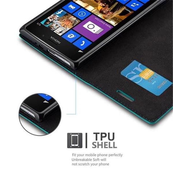 Nokia Lumia 925 Suojakotelo Suojakuori Lompakkokotelo Matkapuhelinkotelo jossa magneettisuljenta, jalusta-toiminto ja korttitasku