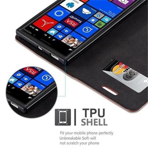 Lommebokdeksel til Nokia Lumia 830 Deksel med magnetisk lukking, stativfunksjon og kortlomme