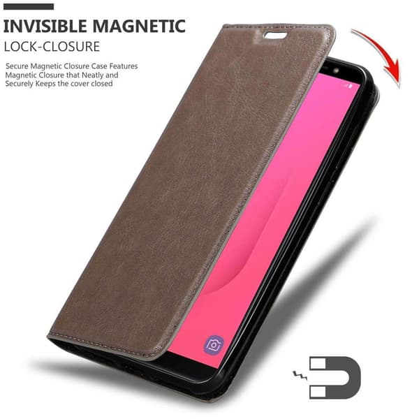 Lommebokdeksel til Samsung Galaxy J8 2018 Deksel med magnetisk lukking, stativfunksjon og kortlomme