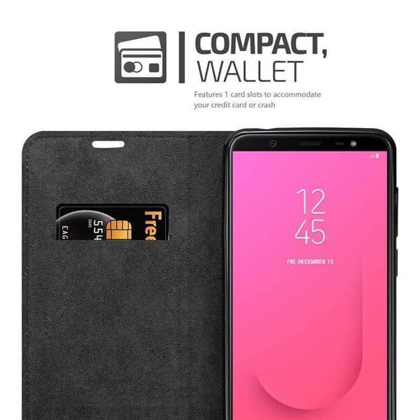 Lommebokdeksel til Samsung Galaxy J8 2018 Deksel med magnetisk lukking, stativfunksjon og kortlomme